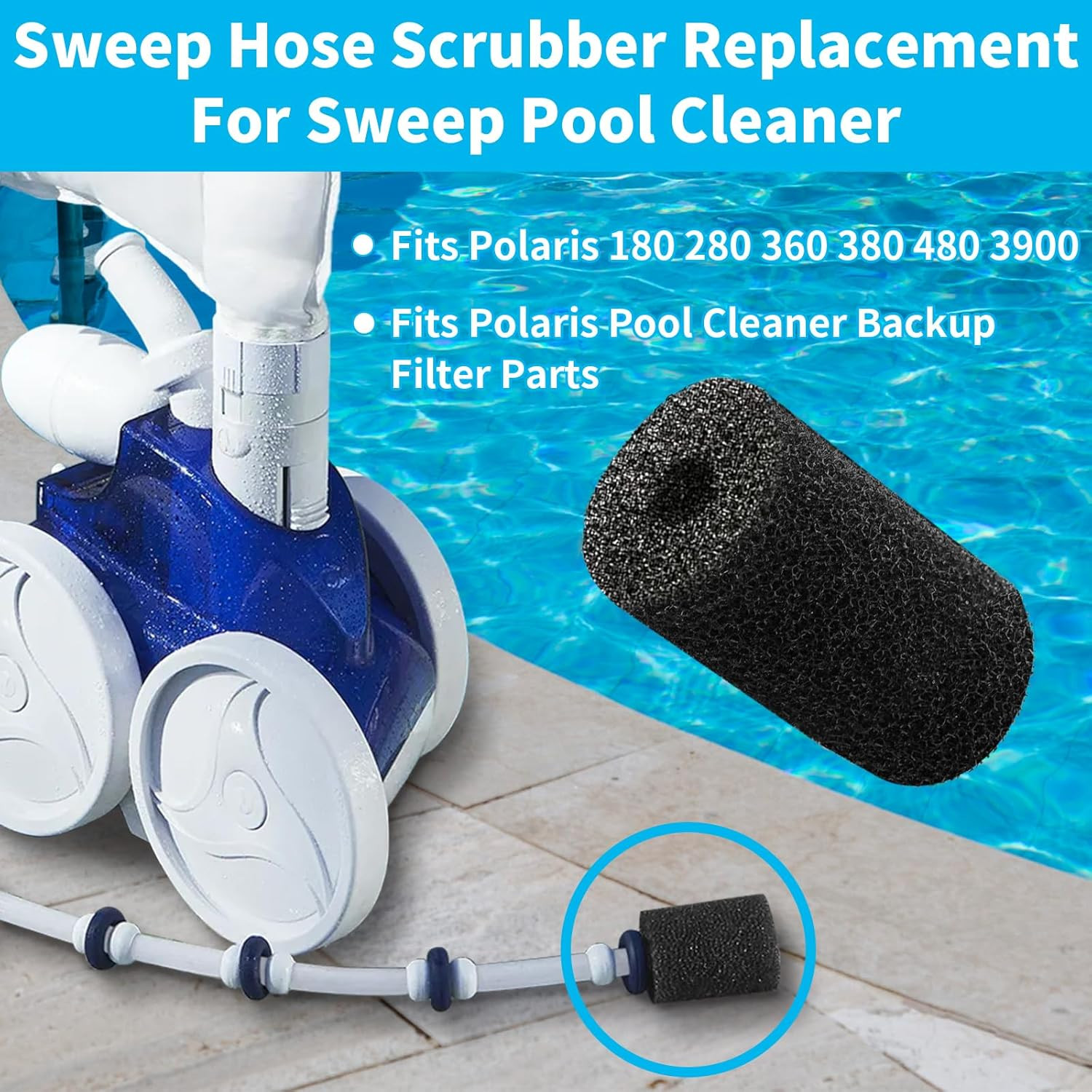 12 Pack Pool Sweep Tail Scrubber Fits Polaris 180 280 360 380 3900 Hose