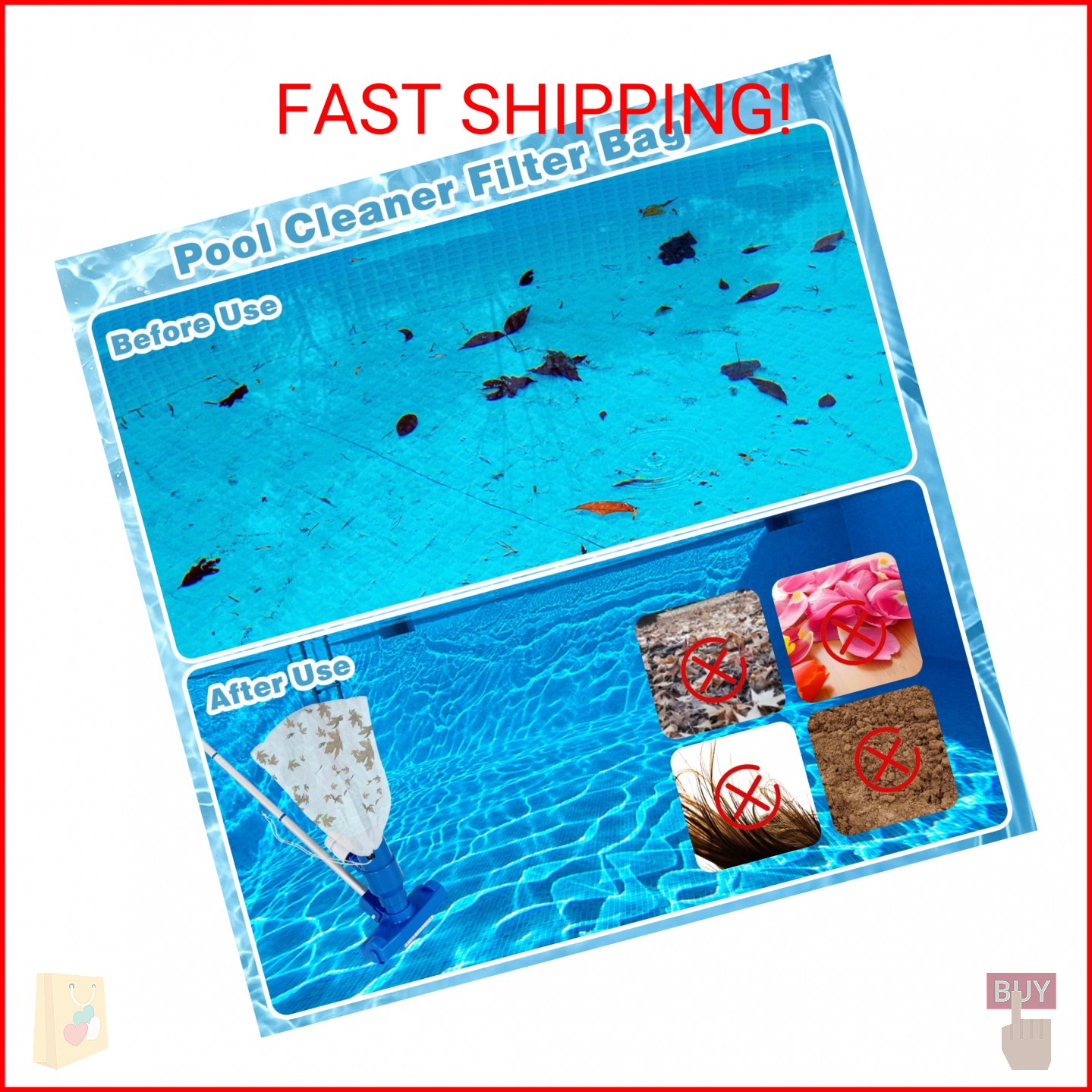 4Pcs Pool Vacuum Replacement Mesh Bag, Pool Leaf Vacuum Net Bag Fine Mesh with L