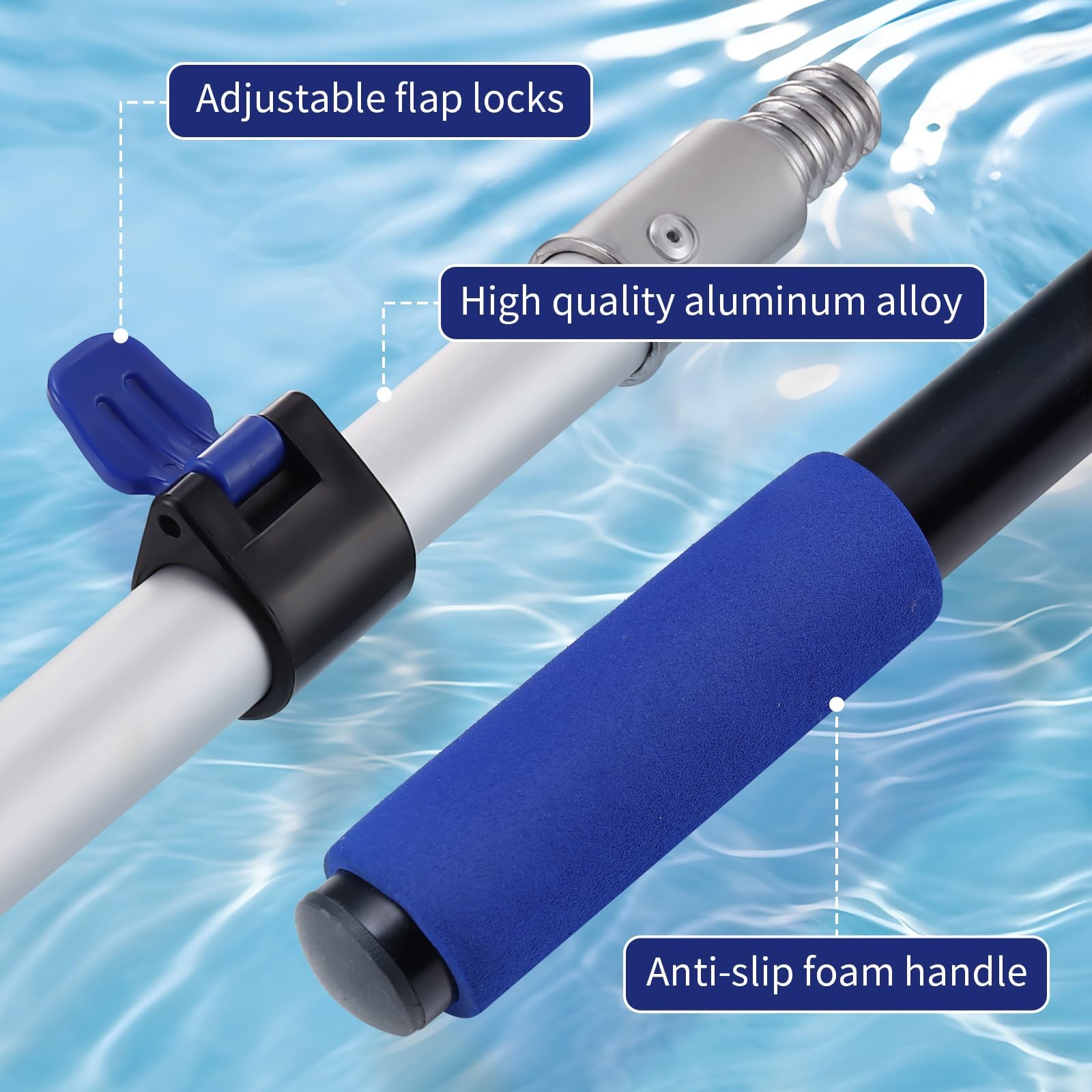 16 FT Aluminum Telescopic Pole for Pool Cleaning, Dusting & Painting