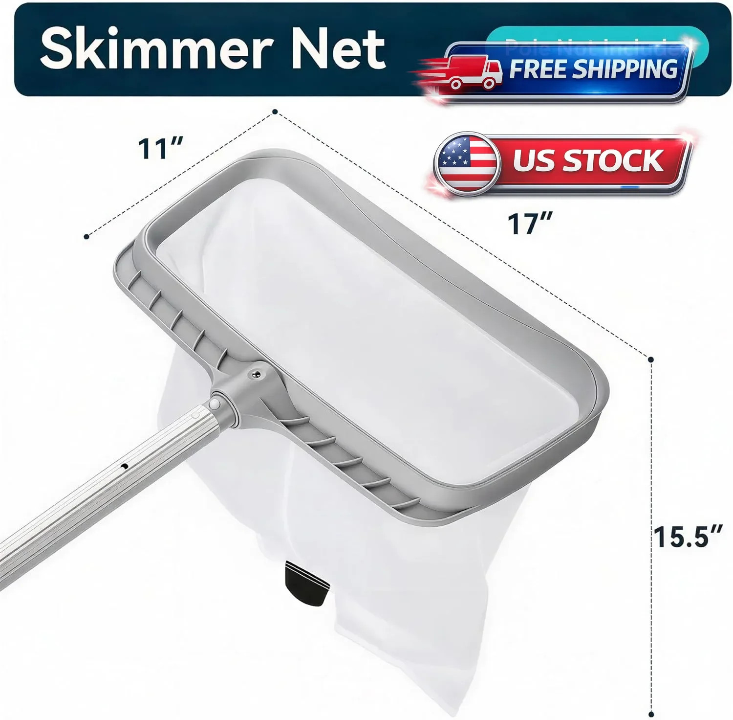 Swimming Pool Leaf Skimmer Net,Reinforced Frame Deep Rake Net