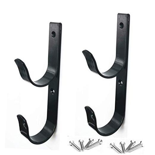 2 PCS Set Wide Pool Pole Hangers Heavy Duty Aluminium Holder Hooks with Black
