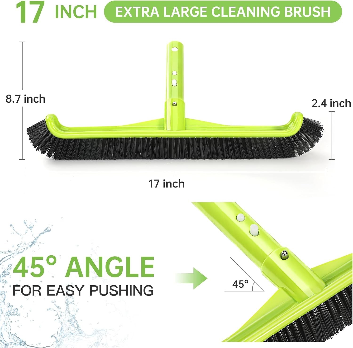 Pool Brush Head, Scrub Brush with Nylon Bristles,Curved Ends High-Efficiency…