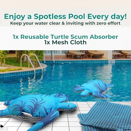 Hot Tub Scum Absorber Turtle, Scum Sponge for Hot Tub & 1-Pack + Cleaning Cloth