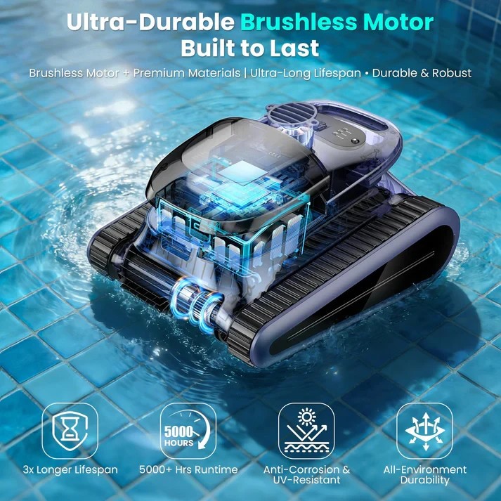 (2026 Upgrade) Cordless Robotic Pool Cleaner Wall Waterline Cleaning App Support