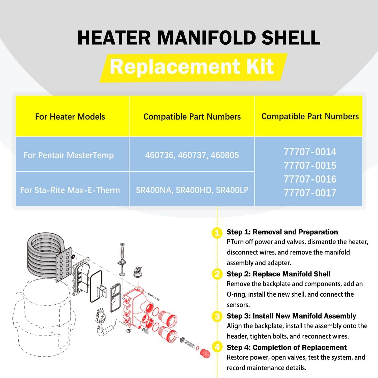 77707-0016 for Manifold Kit Pool and Spa Heater MasterTemp/Max-E-Therm 400