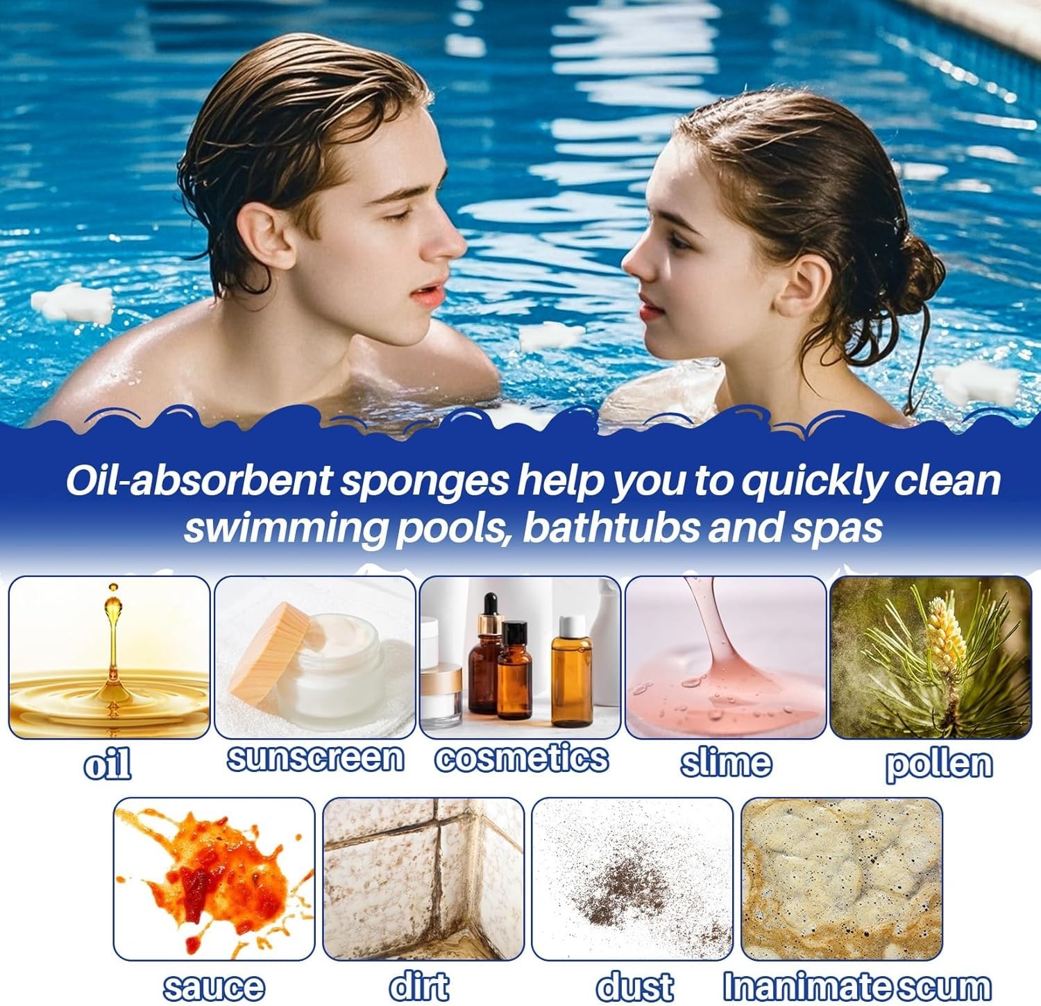 Pool Oil Absorbing Sponge – 16PCS Sponges That Soak Up Hot Tub…