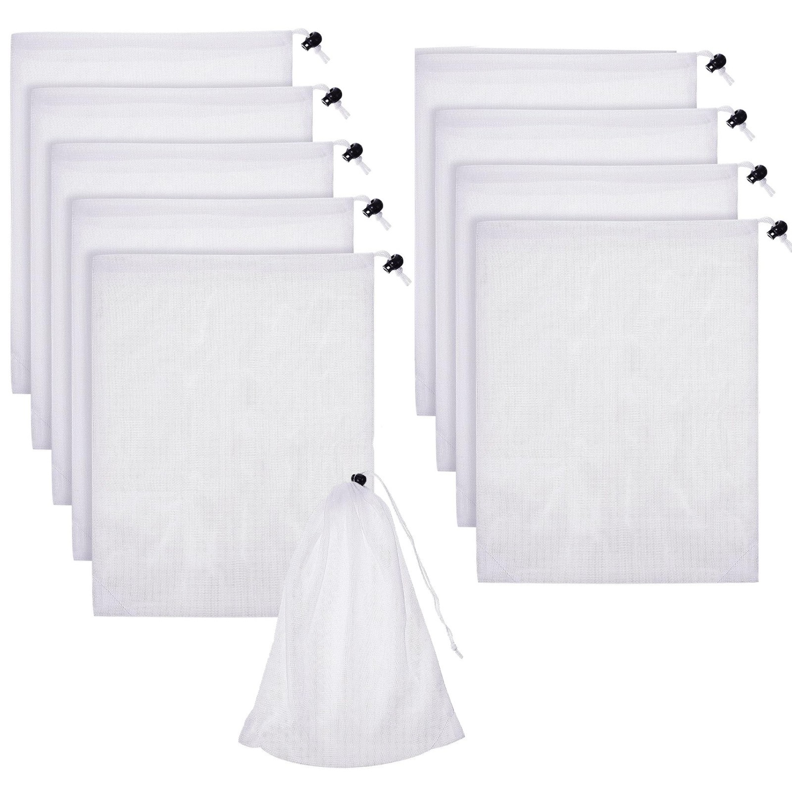 10 * Pool Vacuum Mesh Bag, 8×12 inch Pool Leaf Vacuum Net Bag with Locking Cord