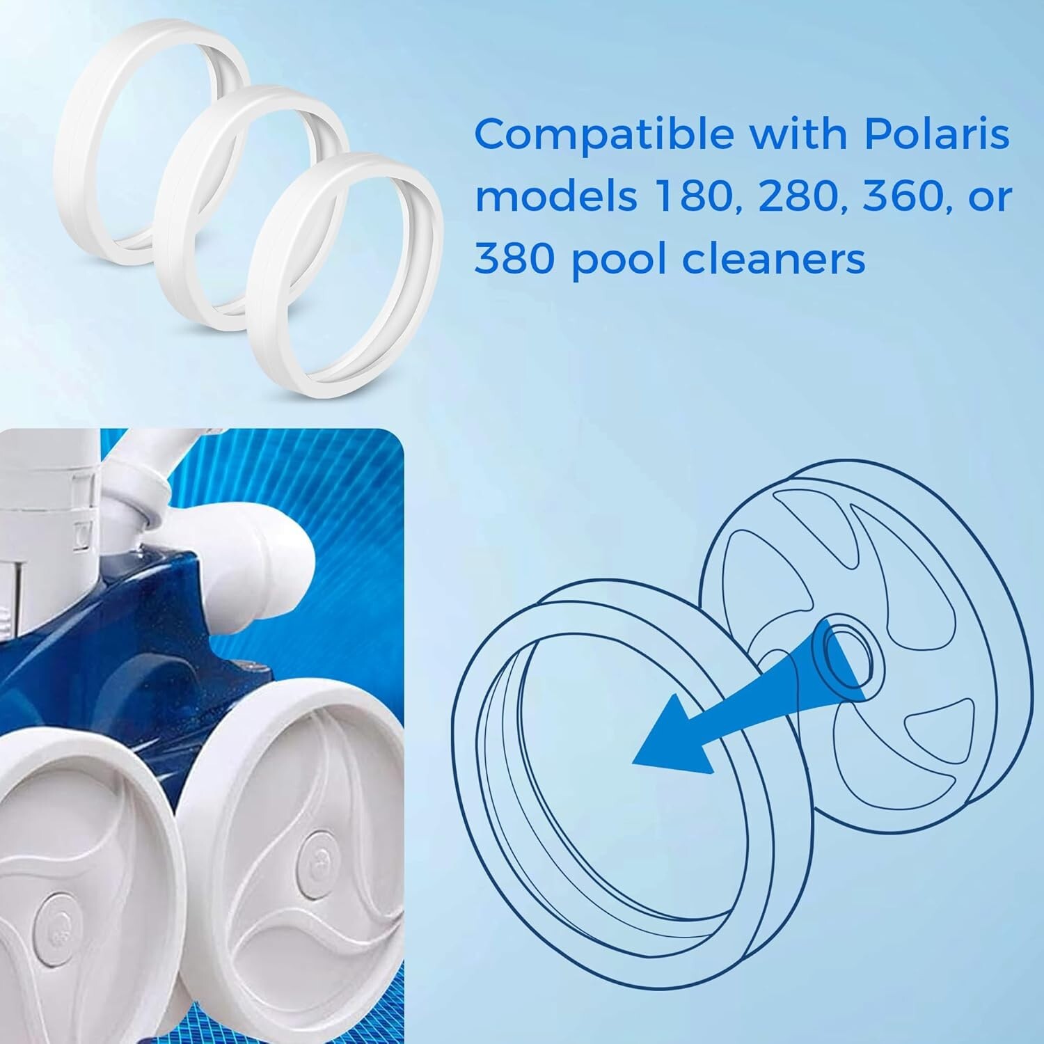 3-Pack C10 Pool Cleaner Tires – Heavy-Duty & Easy-to-Install for Polaris Models
