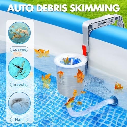 Automatic Above Ground Pool Skimmer with Removable Basket & Floating Filter