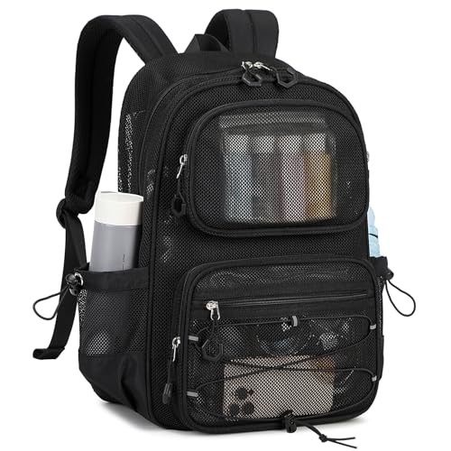 Mesh Backpack, Heavy Duty See Through Backpack Ultra-Lightweight Net Black
