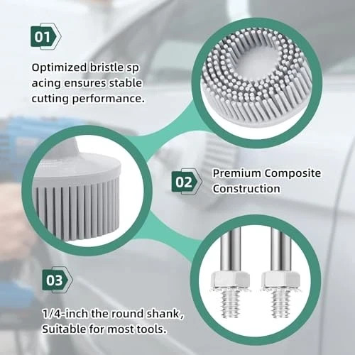 3Pcs Bristle Disc 2 Inch Gasket Remover Wheel Tool – 50#, 80#, 120# Size,