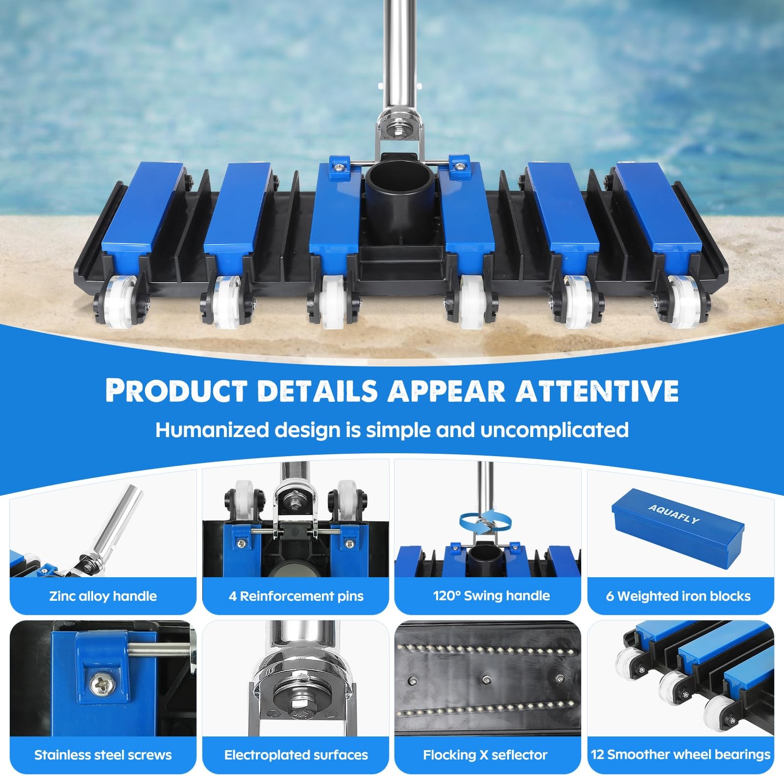 Pool Vacuum Head, Manual Pool Vacuum for Inground and Above Ground Pools Flex…