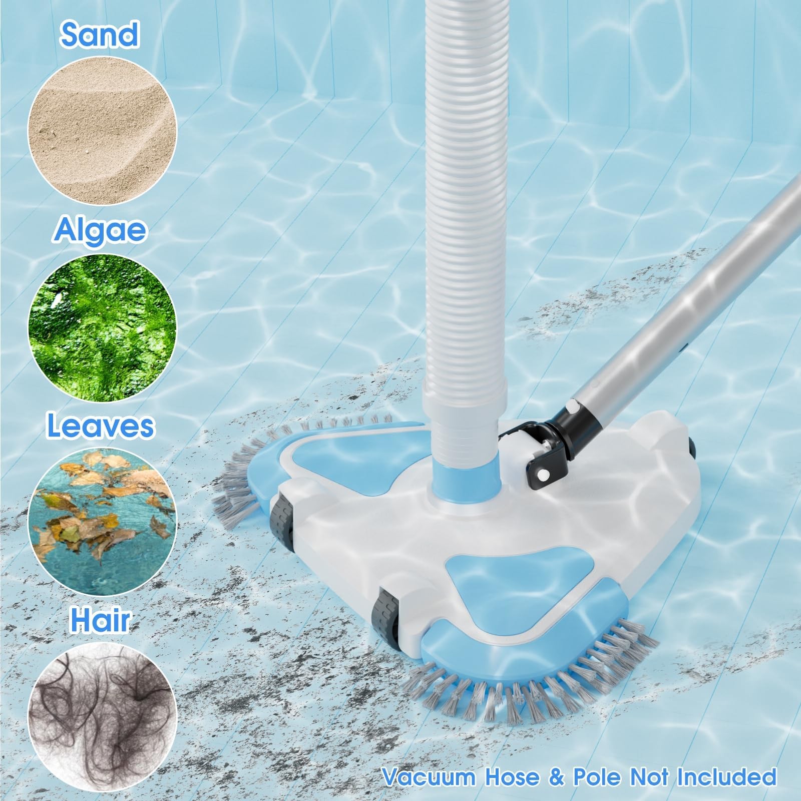 2026 Enhanced TidyMister Pool Vacuum Head with Wheels,Steering Triangle