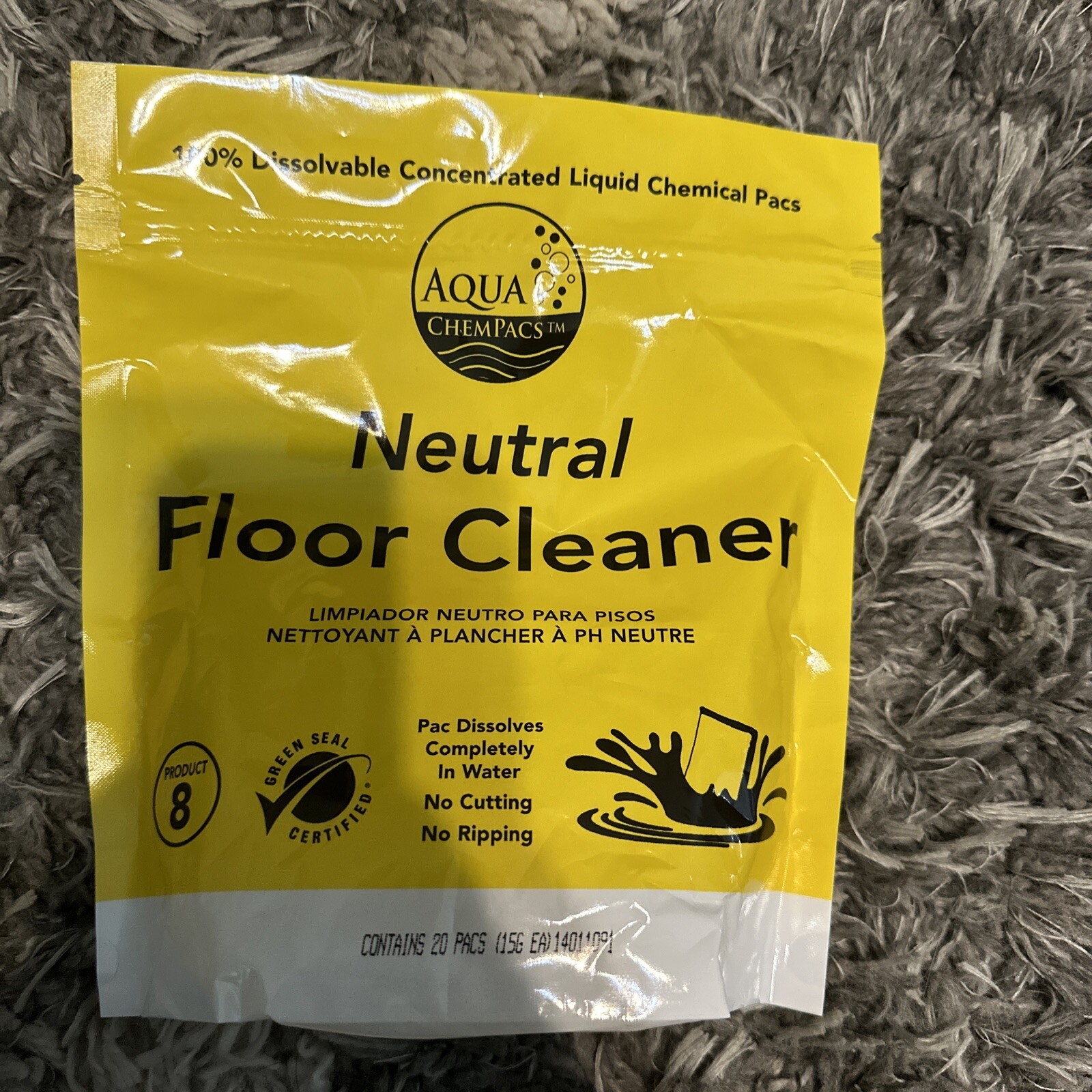 Aqua Chempacs 4-0198 Neutral Floor Cleaner, Liquid, Bucket, 20 Count, Product 9