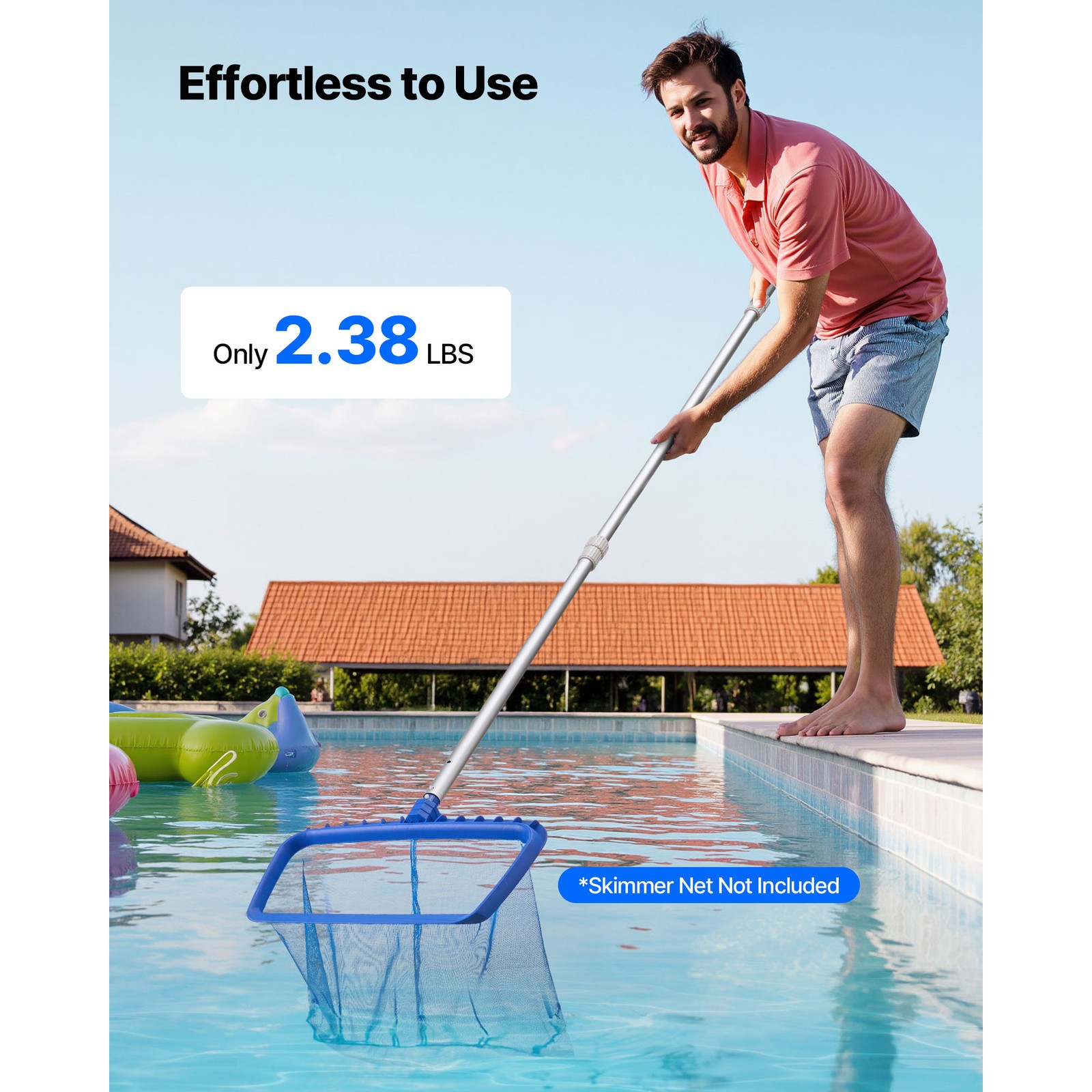 Uimoso Telescopic Aluminum Pool Pole,Adjustable Length 3.4 to 15 ft,Twist Lock