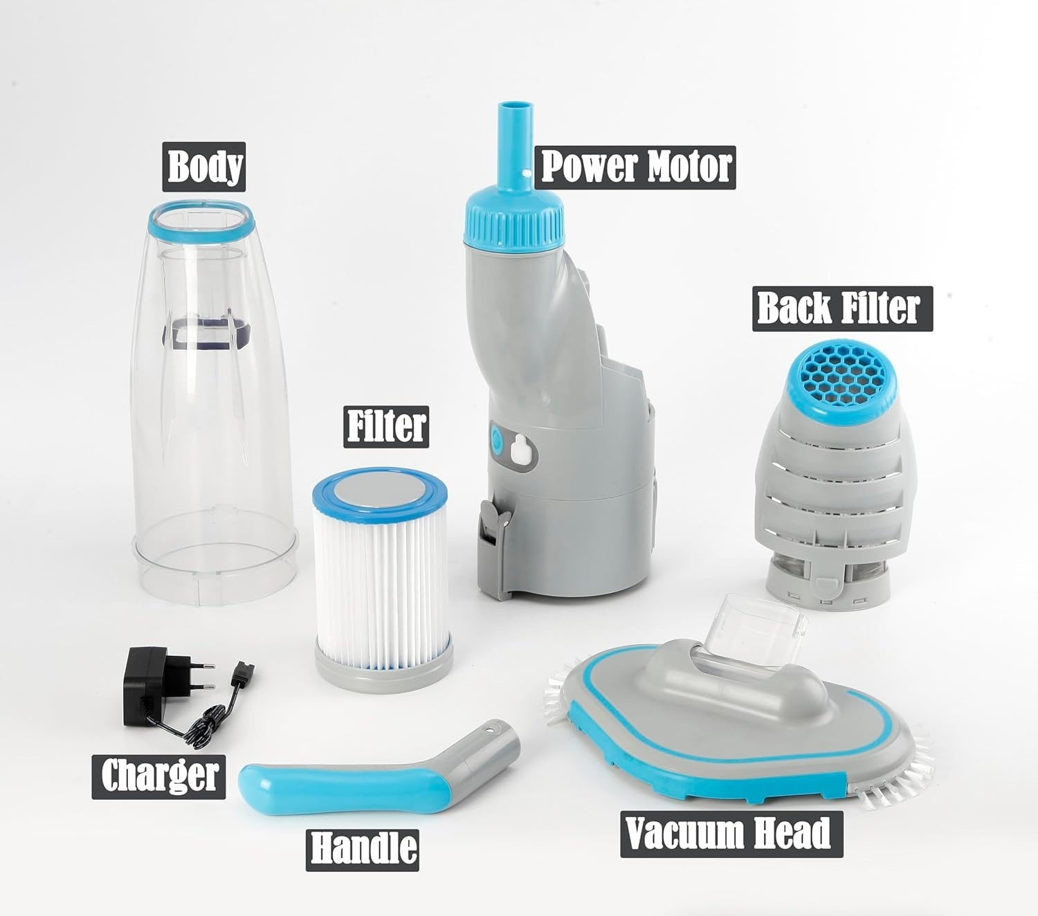 50 PRO 2026 Cordless Pool Vacuum Cleaner Heavy-Duty Debris Spas Hot Tubs Gray