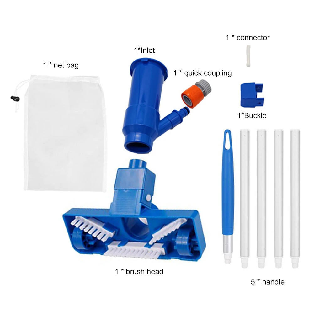 Pool Vacuum Head with Brush Bag Pole Vacuum Cleaner Cleaning Disinfect Tool for