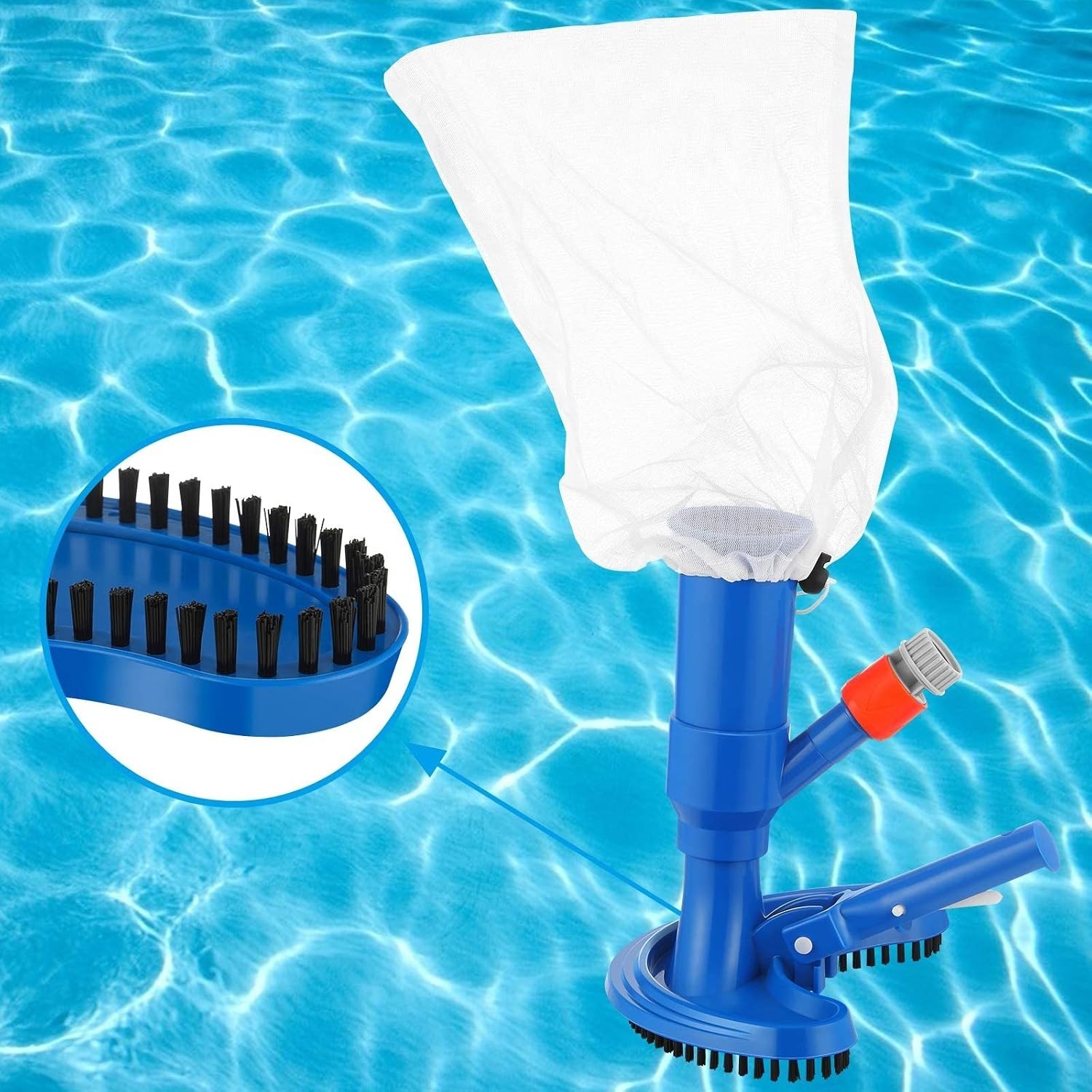 Portable Pool Spa Jet Pool Vacuum Jet Underwater Cleaner with Brushes & Mesh Bag