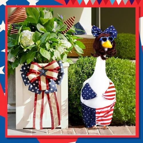 Patriotic Bikini Porch Goose Outfits for 23 Inch Lawn Statue, Blue&white&red