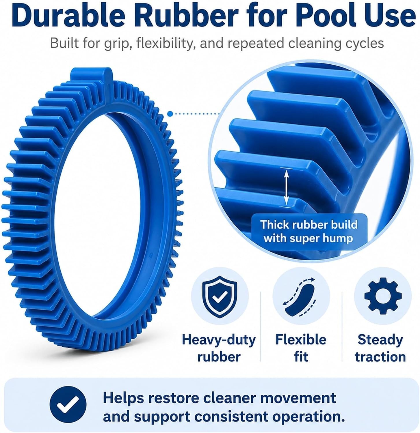 Heavy-Duty 2-Pack Pool Cleaner Tire Kit – Super Hump Design for Better Traction