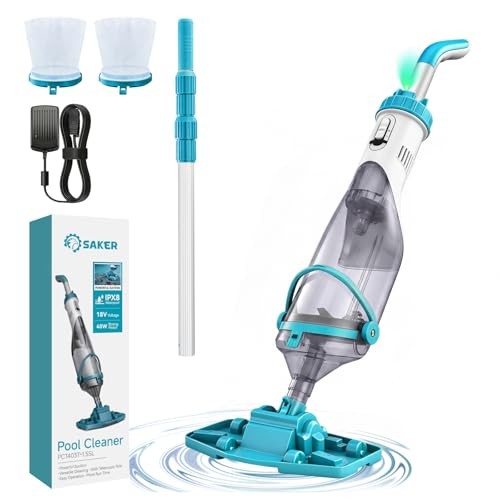 Saker Handheld Pool Vacuum Cordless 60 Min Runtime Telescopic