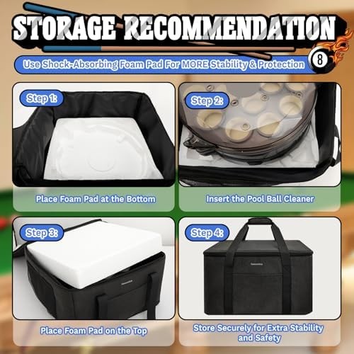 Pool Ball Cleaner Storage Bag, Compatible with Most Pool Ball Cleaner Machines,