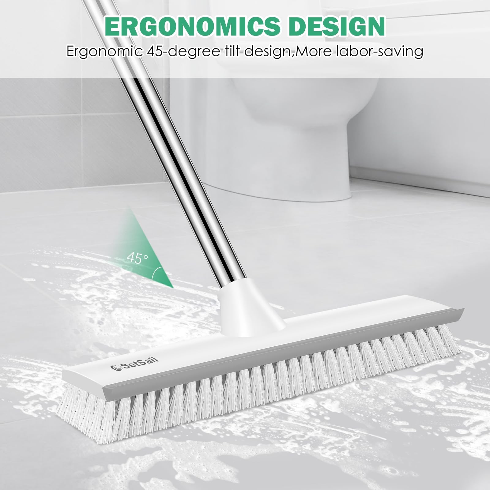 Upgraded Large Wide Floor Scrub Brush with 51-Inch Long Adjustable Handle 2 i…