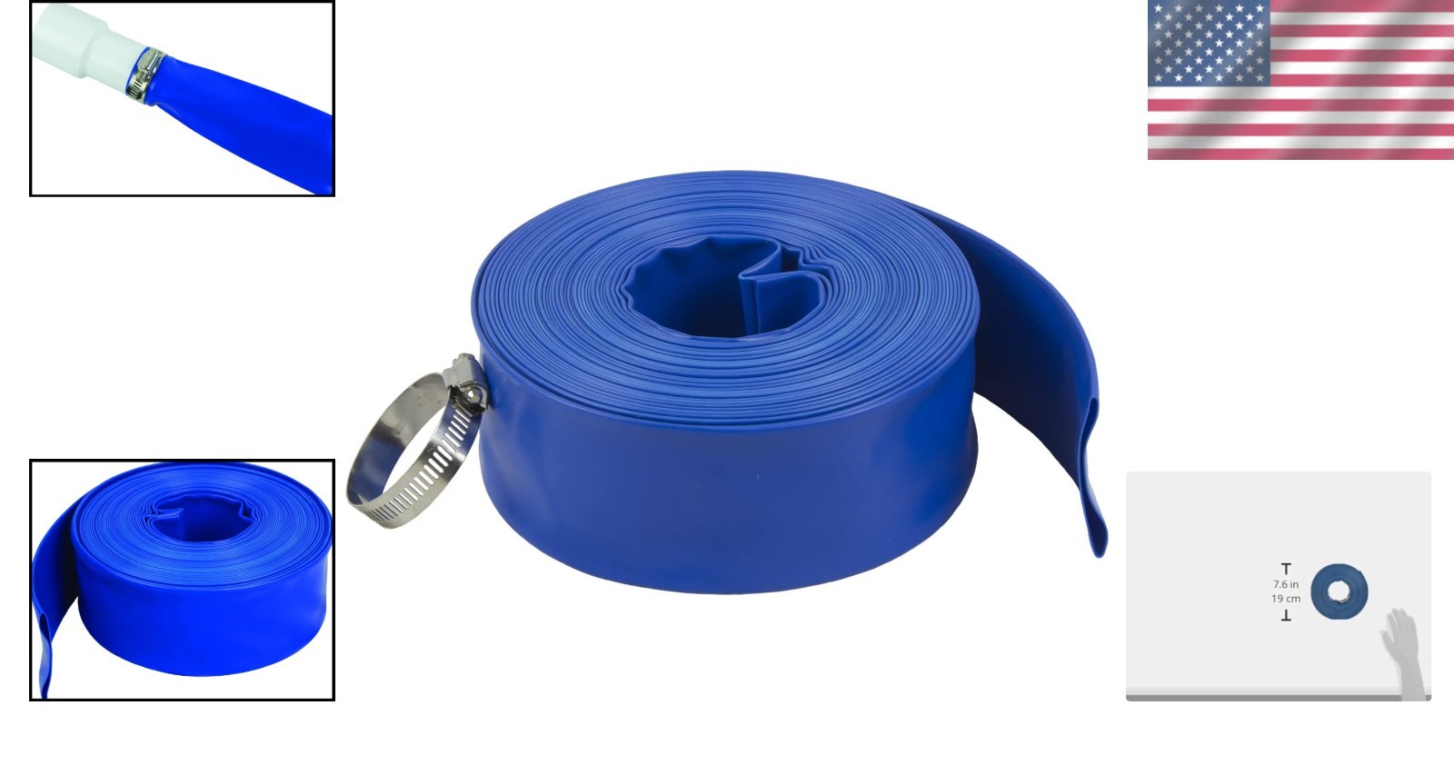 50-Feet Heavy-Duty Pool Backwash Hose with Stainless Steel Clamp Included