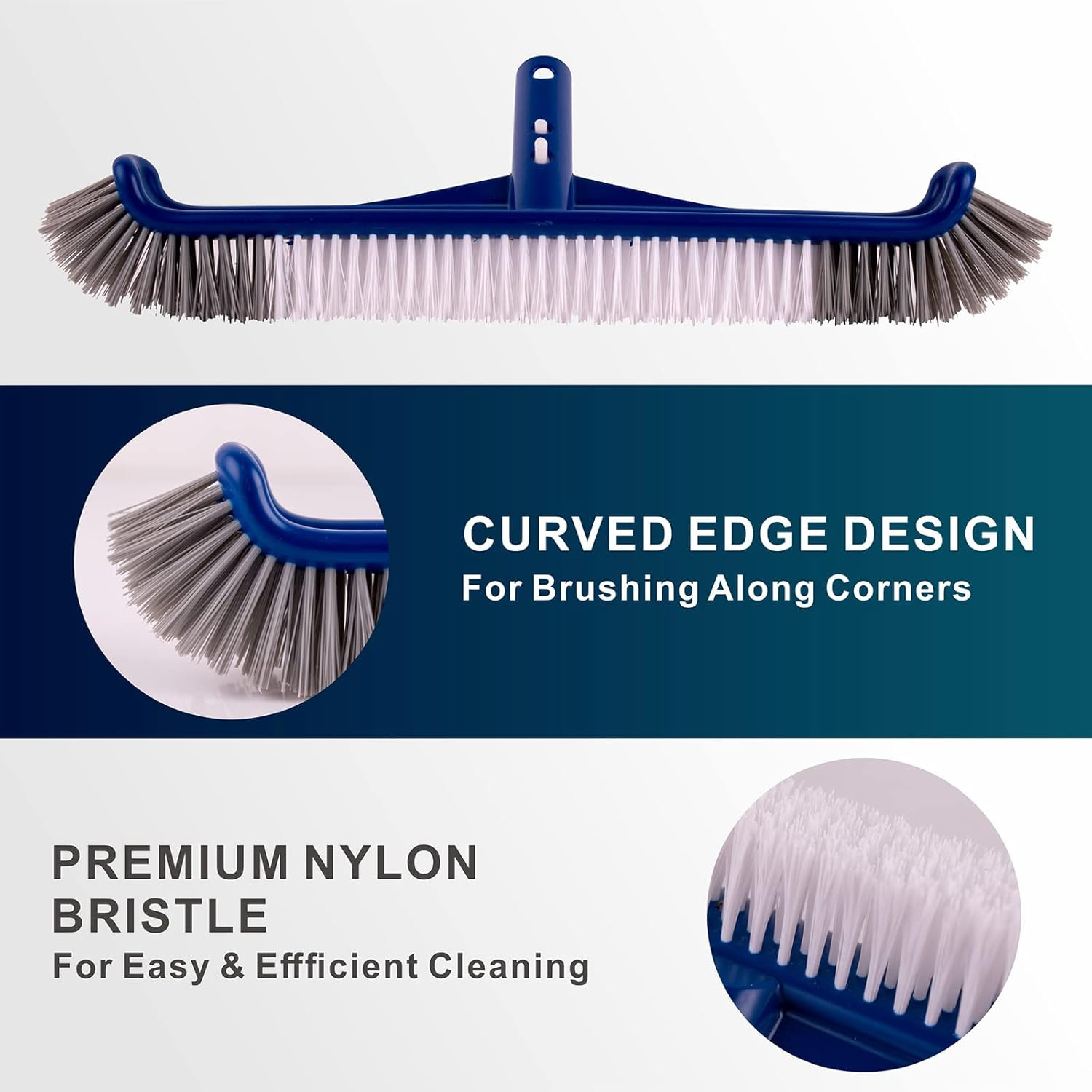 Durable Fine Mesh Pool Skimmer Net & 17.5&Prime; Pool Brush Kit