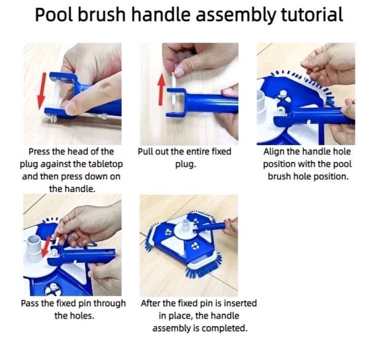 Pool Vacuum Head Cleaner Side Brush Universal Swivel Handle 1.5&Prime; Hose Adapter