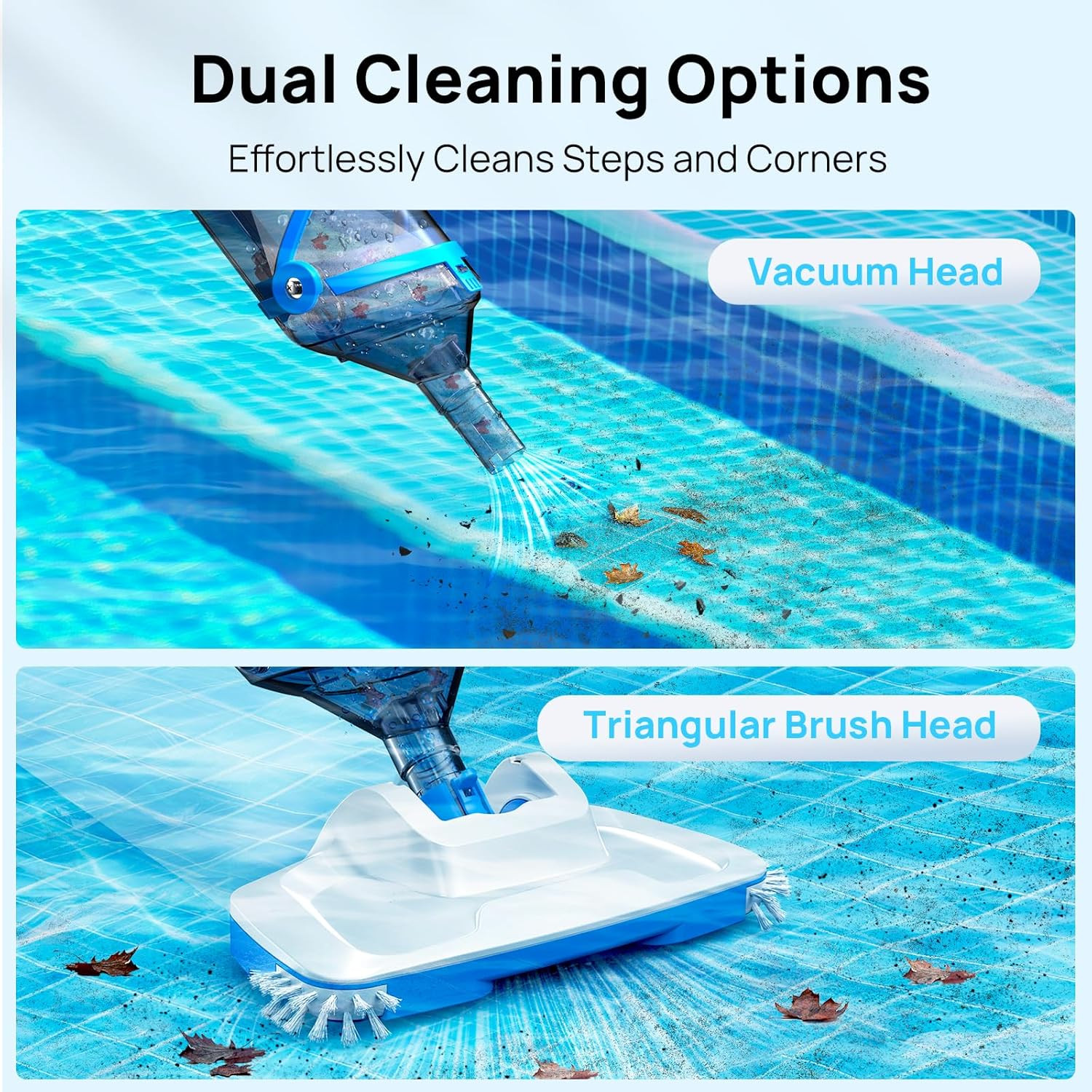Cordless Pool Vacuum with Telescopic Pole, 60-Min Runtime, 18.5 GPM Suction