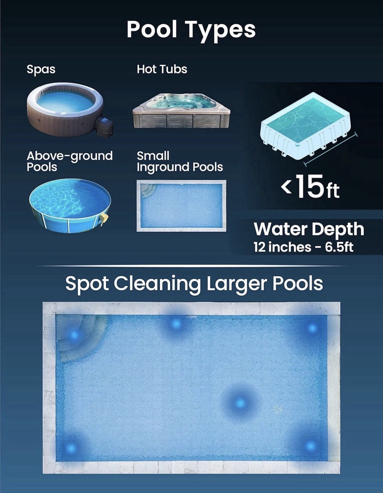 2024 Cordless Rechargeable Pool Vacuum with Adjustable Pole & Brush Heads