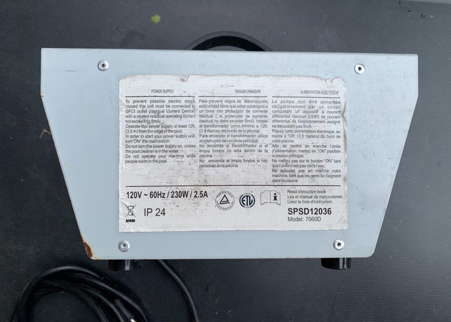 USED Aquabot Classic Power Supply Model 7060D, Aquabot Classic