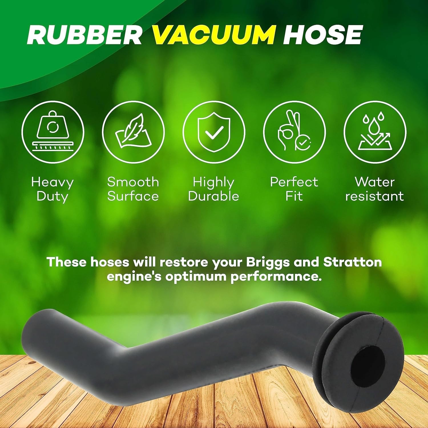 596163 Rubber Vacuum Hose Compatible with Brigs and Straton, John Dere Lawnmower