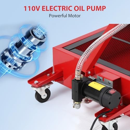 20 Gallon / 76L Low-Profile Oil Drain Tank with 110V Electric Pump — Heavy Duty