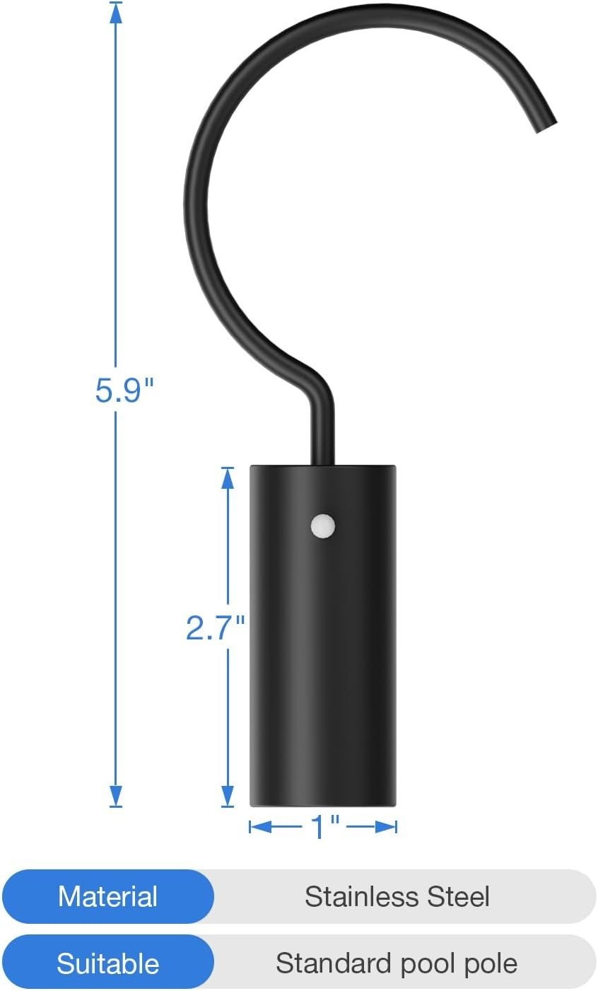 Stainless Steel Pool Pole Hook Attachment for Easy Robotic Cleaner Retrieval