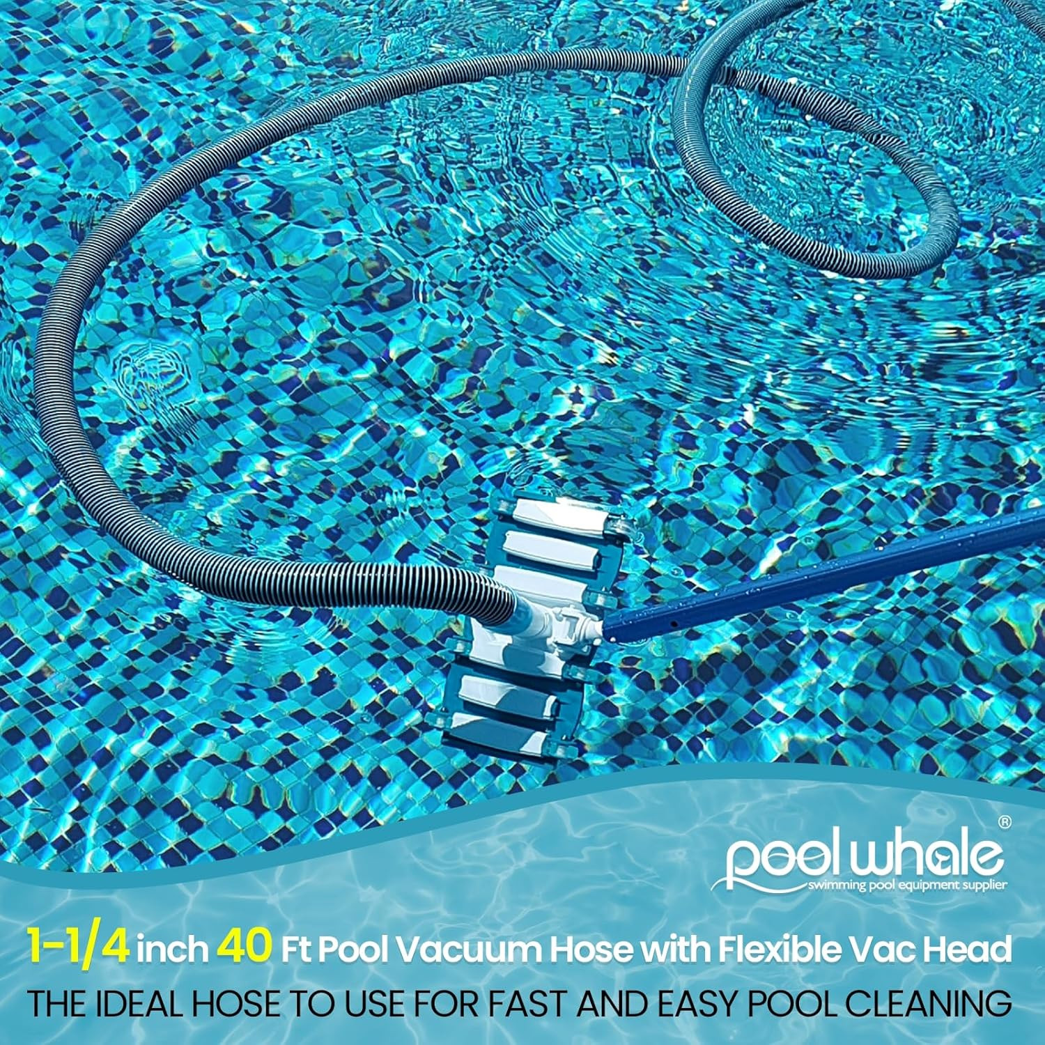 40ft Premium Pool Vacuum Hose & Weighted Head for Above/Inground Pools