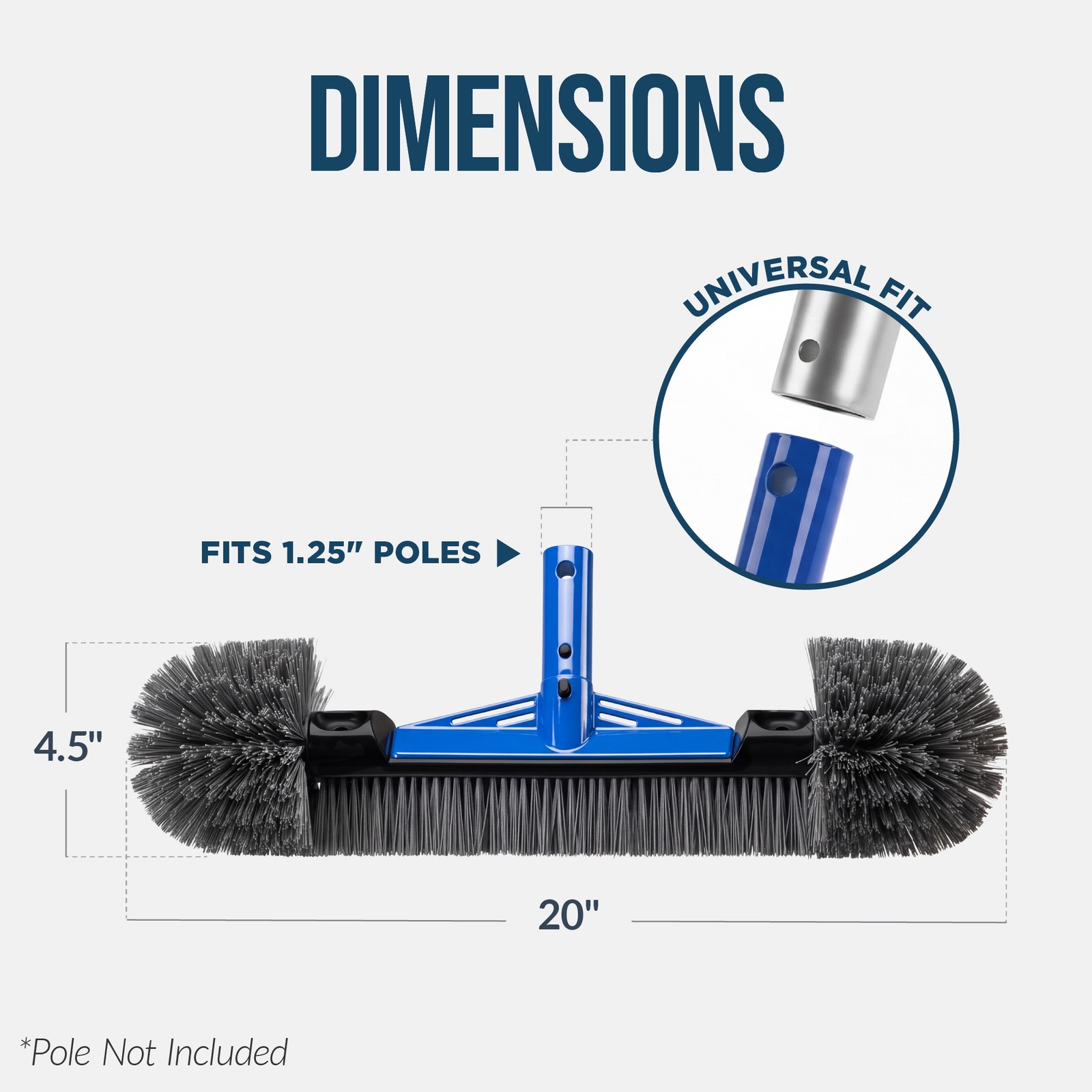 Best Choice Products 20&Prime; Heavy-Duty Pool Brush Head – Wall & Floor Cleaner