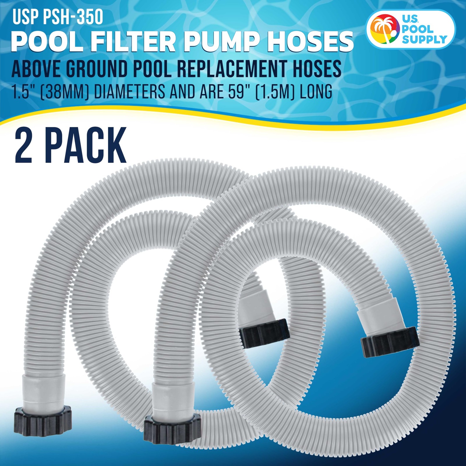 U.S. Pool Supply Above Ground Hose 1.5&Prime; Diameter x 59&Prime; Long, White