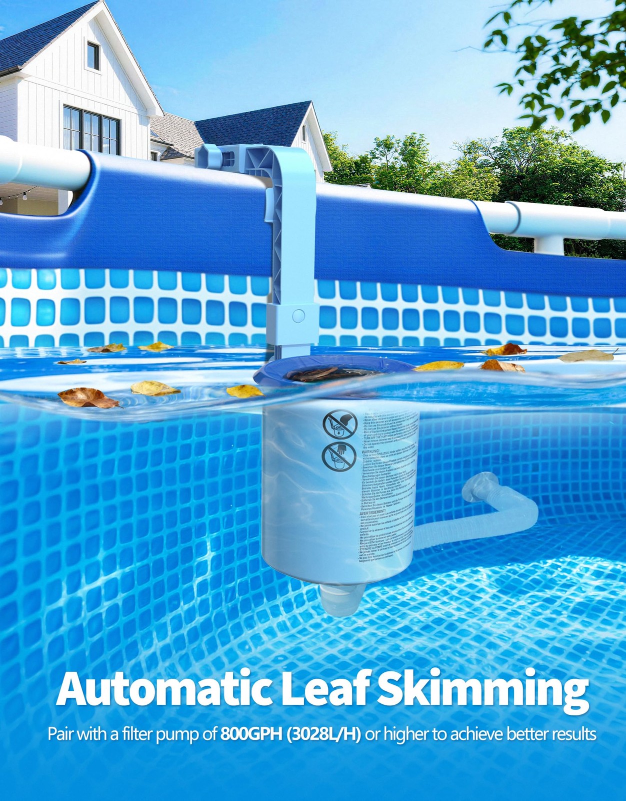 Above Ground Pool Surface Skimmer with 3 Filter Socks and Wall Mount Bracket