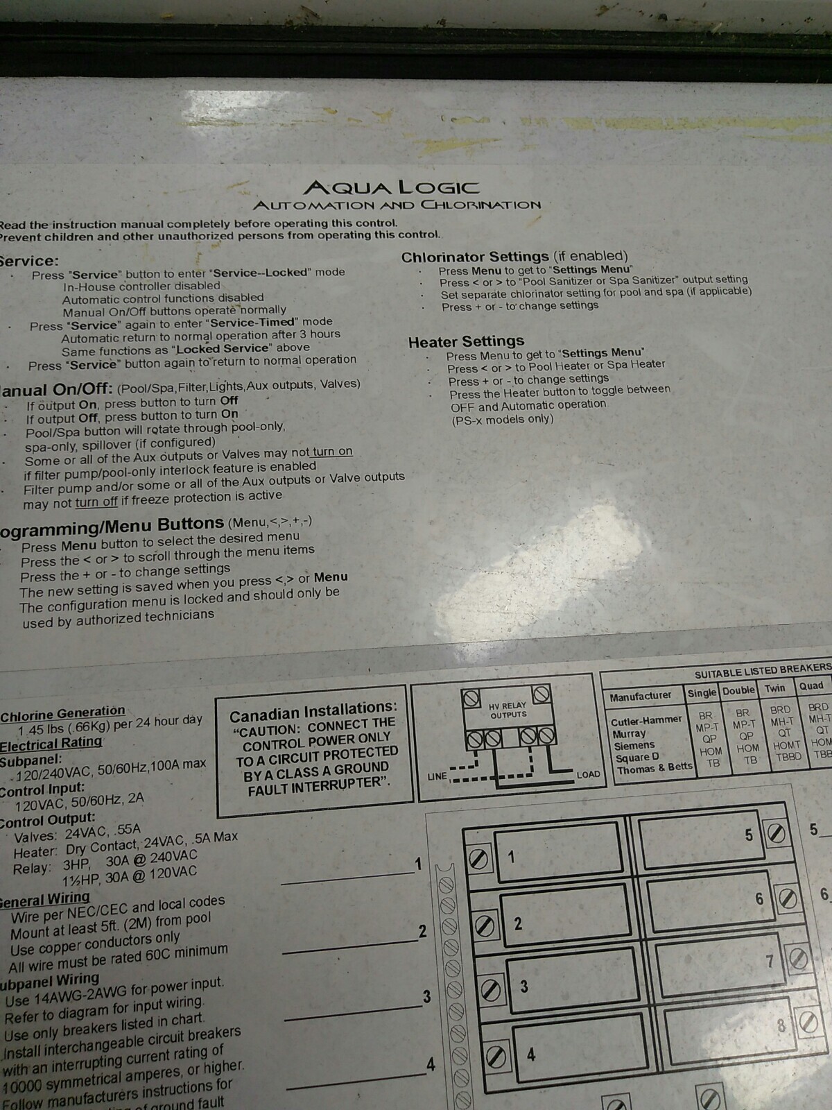 GOLDLINE Aqua LOGIC Automation CHLO RINATION AQL-PS-8 POOL Control Board (B6E