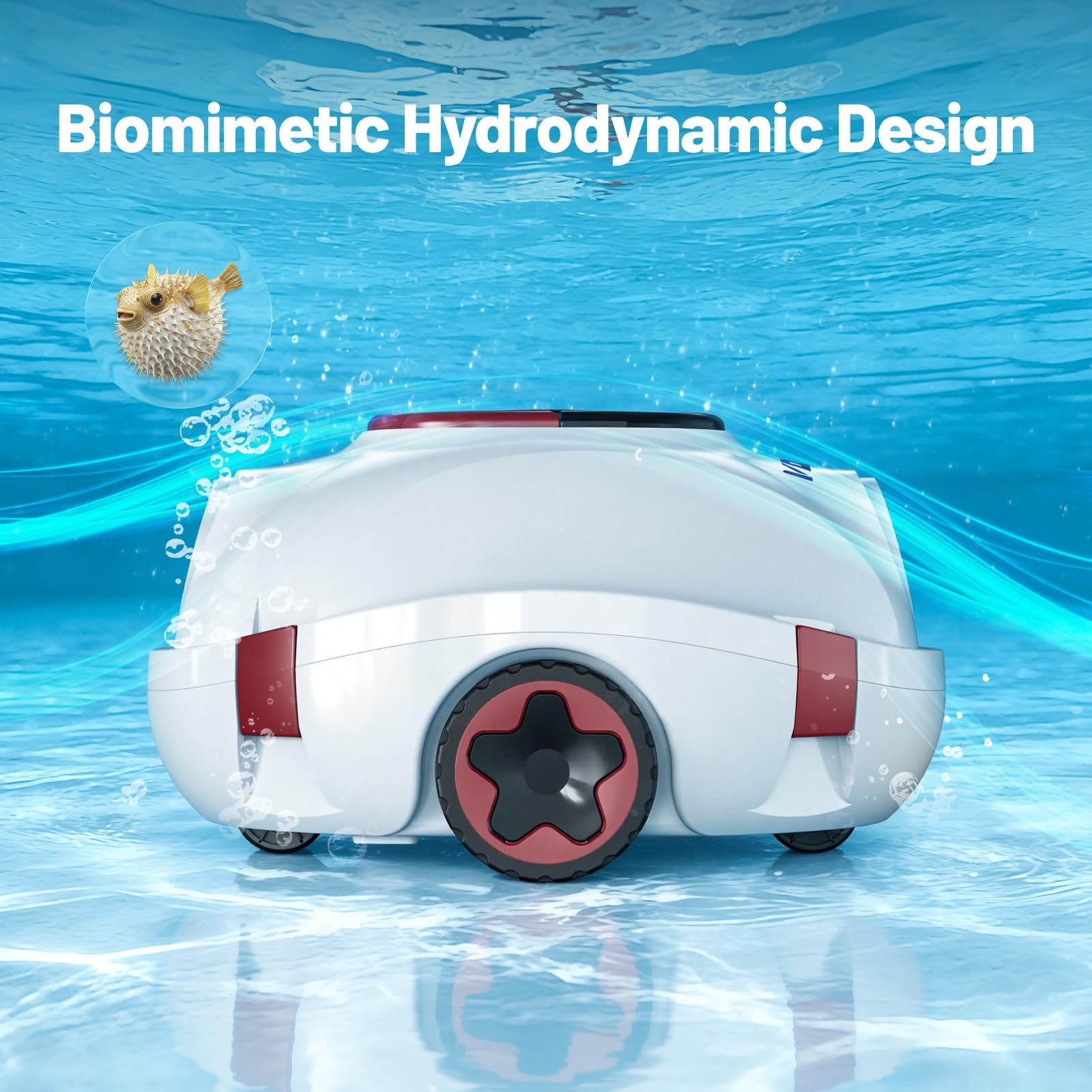 VONKO P10 Cordless Robotic Pool Cleaner 100-Min Above/Inground Self-Park WHITE