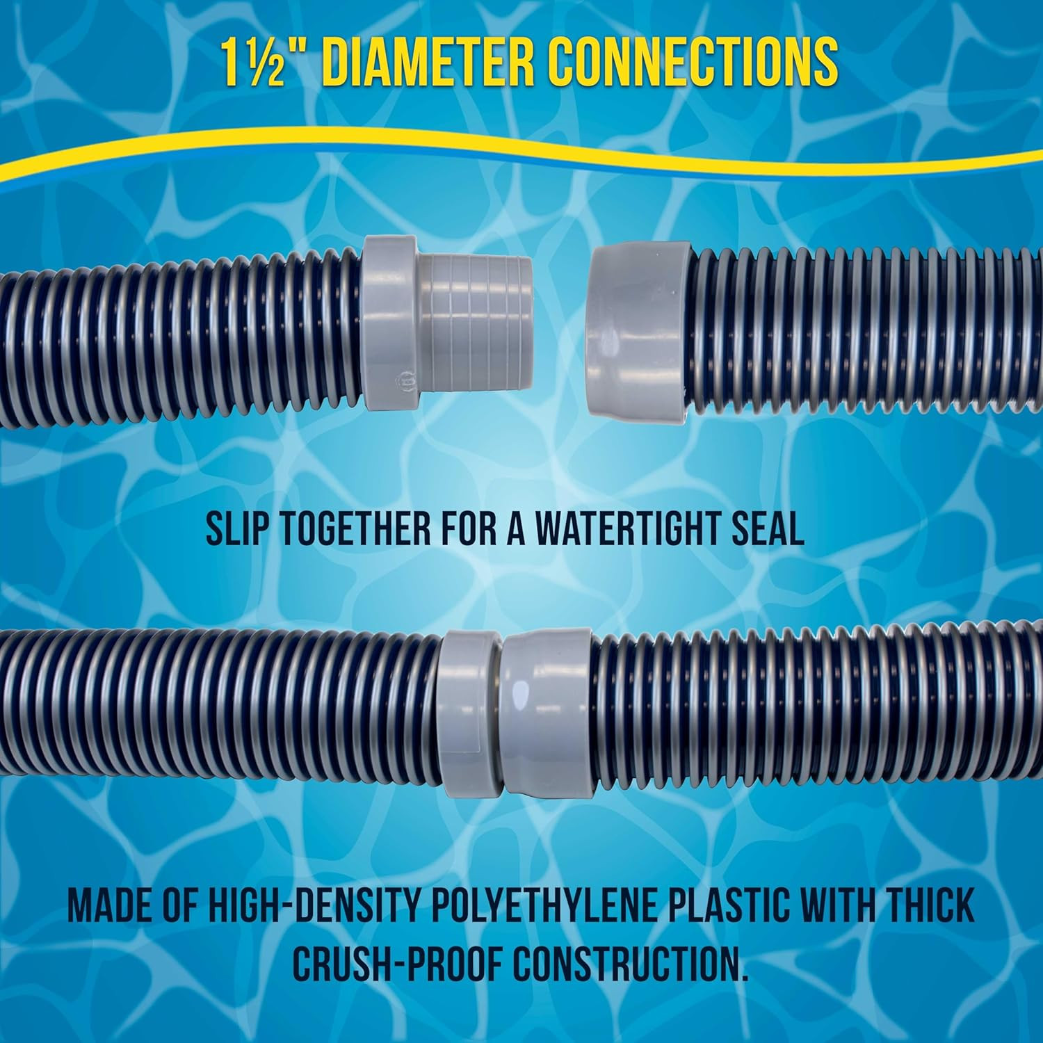 Pool Vacuum Hose, 8 Piece Pool Hose Set – 40&Prime; Blue Flexible Spiral Wound Connect