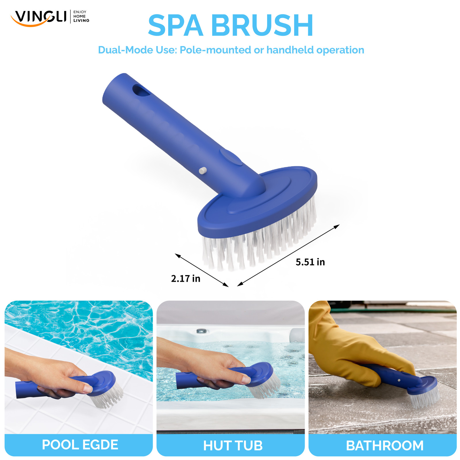 Outdoor Portable 3 Piece Swimming Pool Cleaning Maintenance Kit with Net, Brush