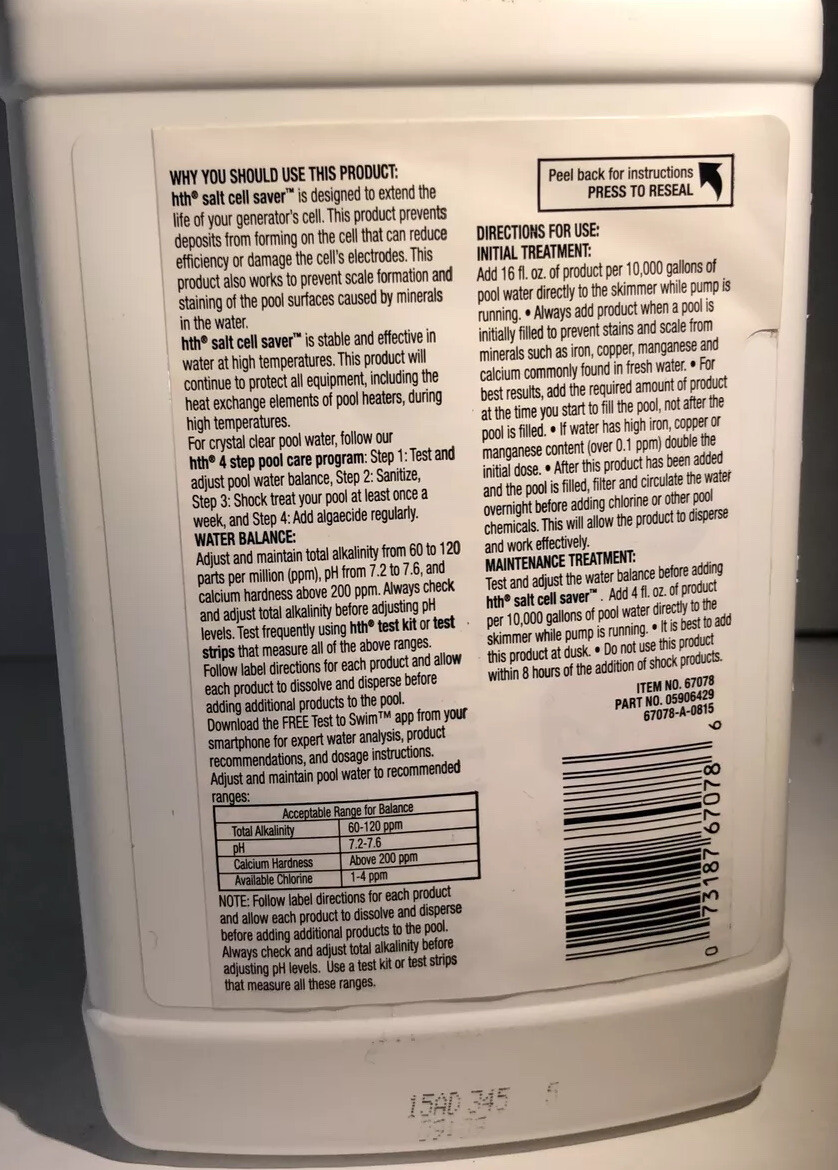 Hth Salt SCell Saver Pool Care 1ea 32 oz blt-SAME DAY SHIPPING