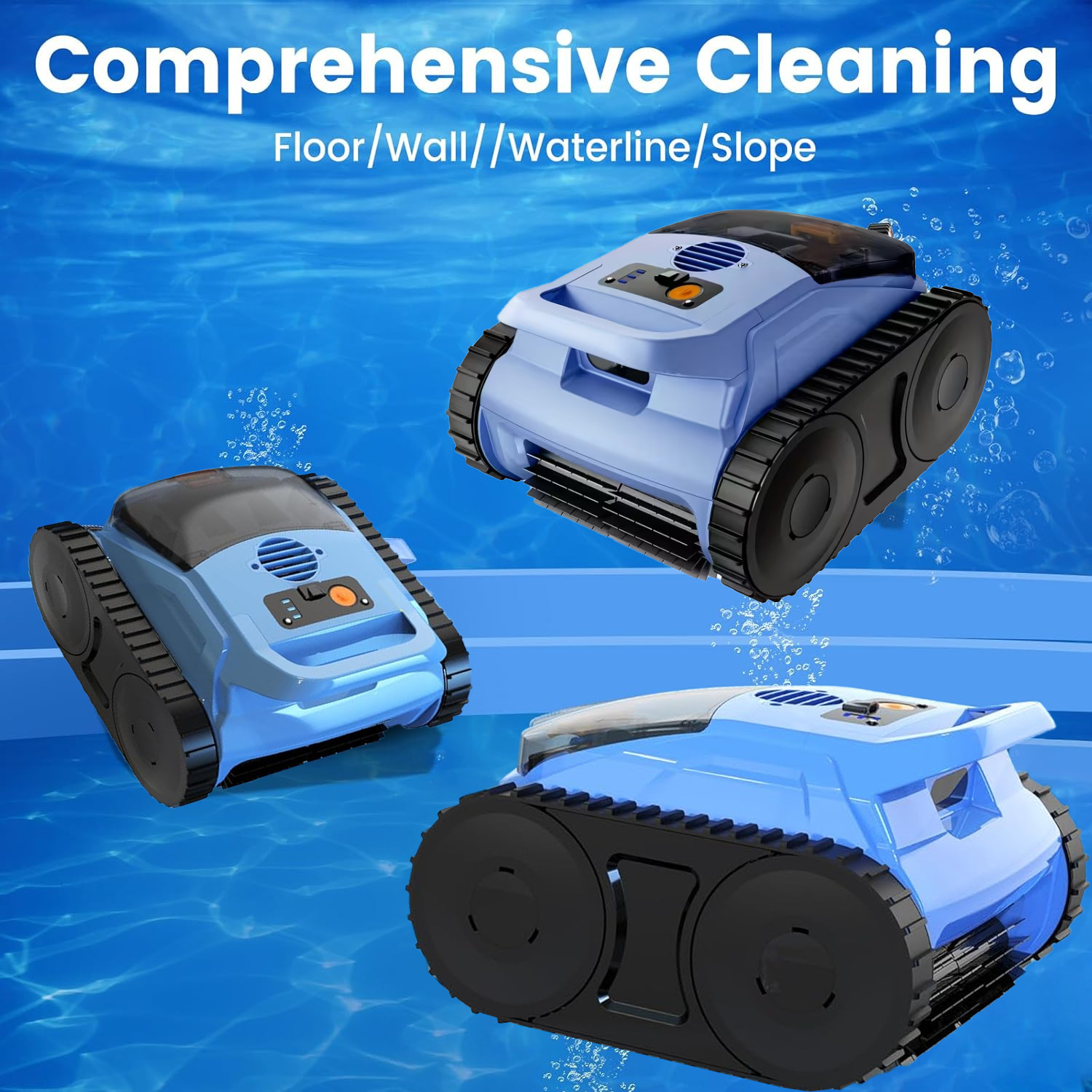 Automatic Cordless Robotic Pool Vacuum for Inground Above-Ground 2150 Sq. Ft
