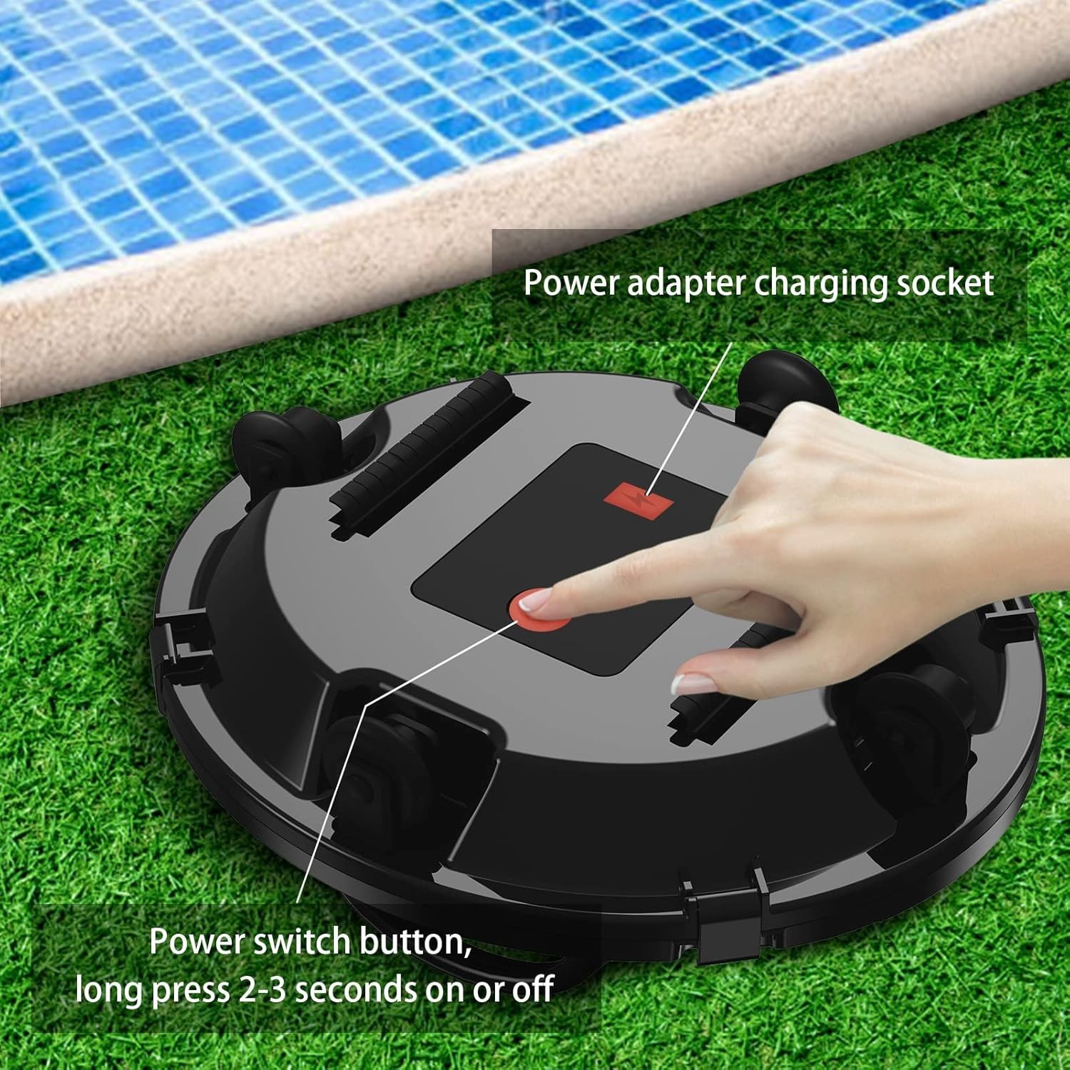 Cordless Robotic Pool Vacuum – Self-Parking Pool Cleaner Lasts 110 Mins