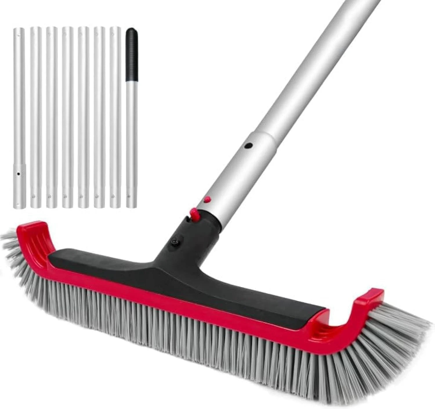 Swimming Pool Brush with Pole – 17.5&Prime; Wall Brush with 10FT Adjustable Aluminum P