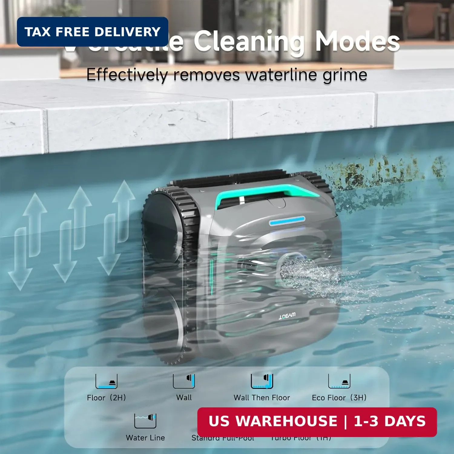 WYBOT C2 Cordless Robotic Pool Cleaner, Dual Filtrations, Floor, Wall &Waterline
