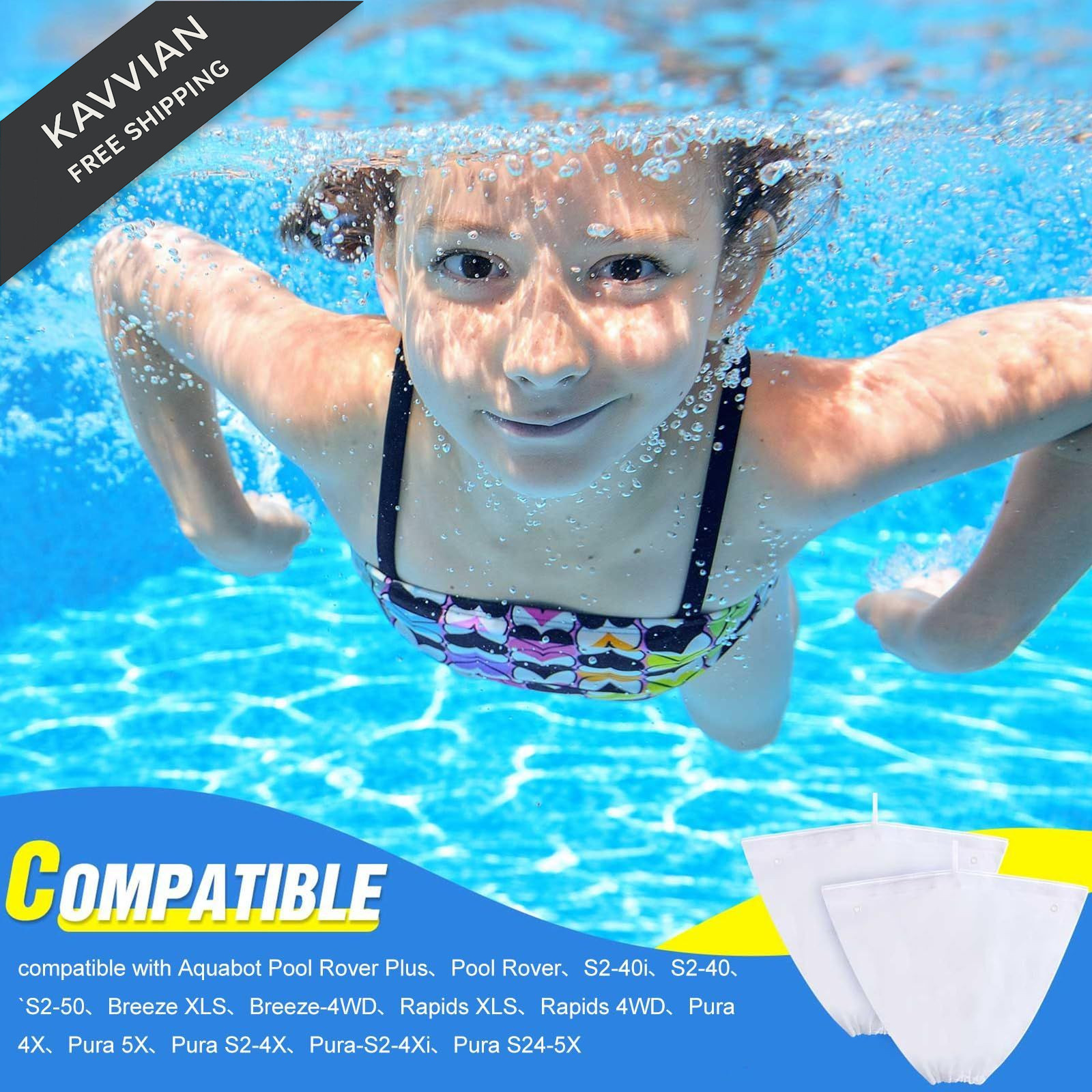 Riakrum 2 Pcs Pool Cleaner Fine Filter Bag Replacement Spa Part white